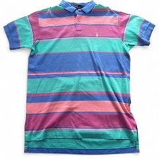 Vintage Polo Ralph Lauren Men  s Pastel Striped Polo Shirt Size Large