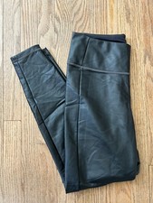 Athleta Black All Over Gleam Tight Faux Leather Leggings Size S