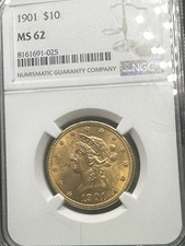 1901 US $10 Liberty Gold Piece NGC MS62