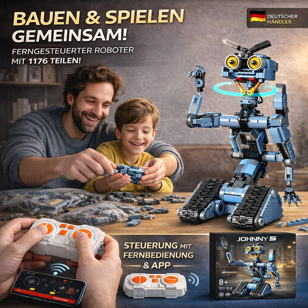 Jonny 5 Ferngesteuerter Roboter Bausatz Bausteine 1176 Teile Technik App Fernbed