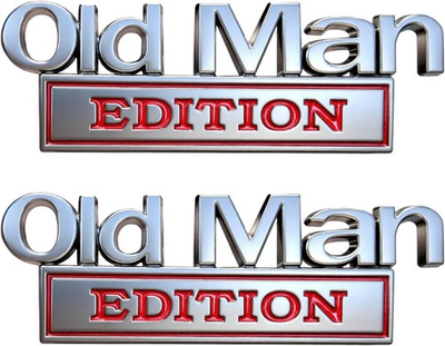 #ad 2x Old Man Edition EmblemsCar Truck for Fender Tailgate amp; Bumper Silver Red $13.99