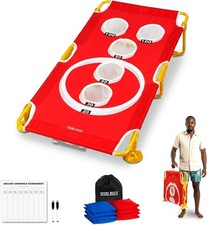 Foldable Cornhole Game Set Portable Bean Bag Toss for Family 4 x 2 ft - 5 Holes