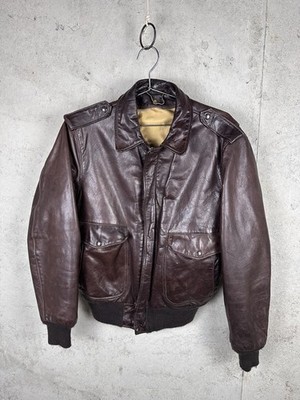 Vintage Schott NYC A-2 Flight Leather Bomber Jacket Brown Men's Size 42 Large