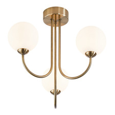 Modern Designer Antique Brass Ceiling Light with Opal White Globe Glass Shade...