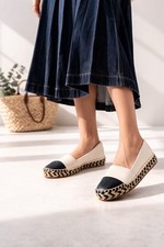 Tory Burch Blush Pink Leather Espadrilles 7.5M Navy Cap Toe Logo Slip On Flats