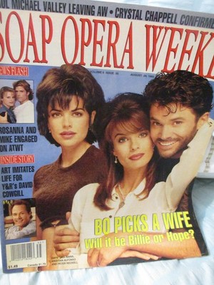 SOAP OPERA WEEKLY 8/29/95 KRISTIAN ALFONSO PETER RECKELL PATRICIA ELLIOTT