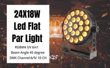 6in1 Slim Par LED Stage Light 24x18W RGBWA+UV DMX512 RDM Support DJ Stage Party