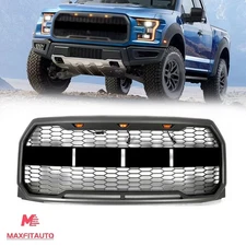 For Ford F150 F-150 2015-2017 Raptor Style Front Bumper Hood Grille W/LED Grey