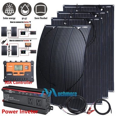 Complete Solar Panel Kit 100W 200W 400W 12V Off Grid RV Home & 5000W Inverter