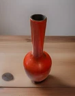 HAEGER Vintage MCM Red Orange Black Interior Bulb Vase, 7.5” Retro