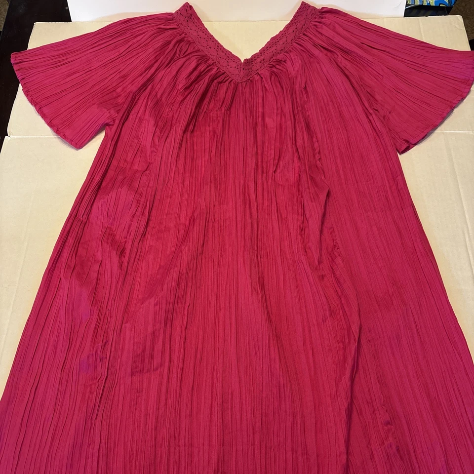 Maxi Camisón Bobbie Brooks Ropa de Dormir Rosa Caliente Manga Acampanada Para Mujer’s Talla Única Foto 2 de 4