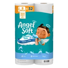 Angel Soft Toilet Paper with Fresh Linen Scented Tube, 8 Mega Rolls = 32 Regular