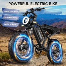 Hikeep Electric bike 1500W Peak 20" Fat Tire Turn Signal Adults Ebike 48V 15.6Ah