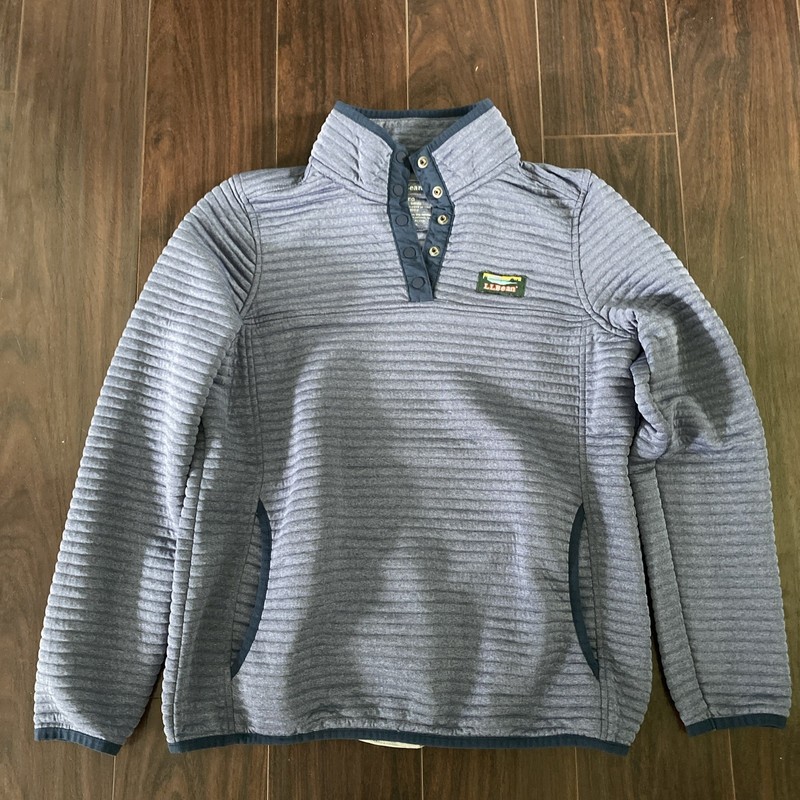 WOMENS SMALL REGULAR LL BEAN L.L. BEAN AIRLIGHT TOP PARTIAL SNAP FRONT BLUE