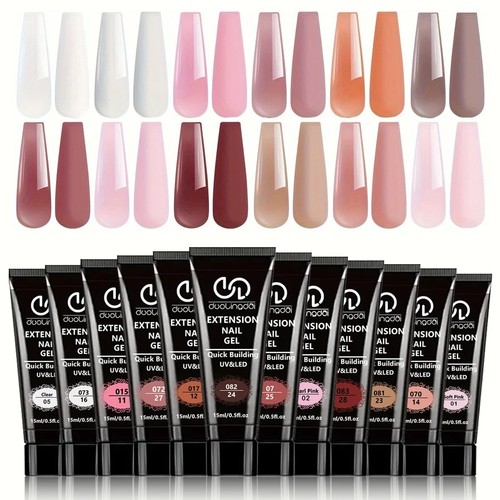 12 Color Poly Nail Extension Gel Kit UV LED Builder Gel Manicure Nail Set