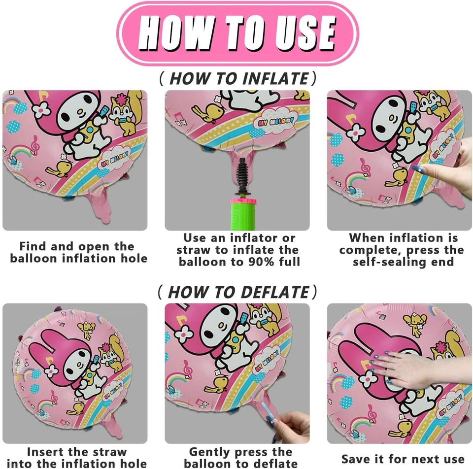 Globos Sanrio 5 piezas Hello Kitty Kuromi Cumpleaños Globo Negro Decoraciones Foto 3 de 3