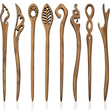 8 Pieces Wooden Hair Sticks Japanese Hair Chopstick for Women Bun Maker, Chinese