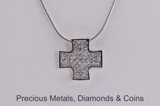 Epiphany Sterling Silver 17mm x 17mm Pave Cubic Zirconia 925 Pendant 18" Chain 