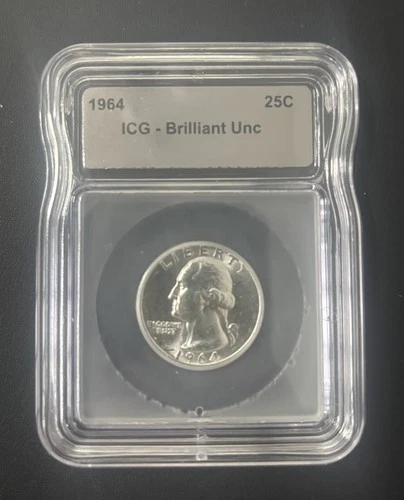 1964 Washington Quarter ICG Brilliant Uncirculated 25C 90% silver