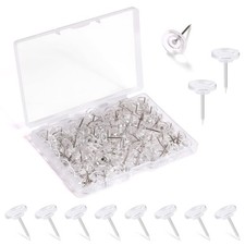 JIMSUMM 150 PCS Push Pins, Standard Plastic Head Steel Point Mini, Clear
