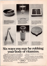 ROCHE Vintage Magazine Ad Vitamin Health Black White 1970s Print