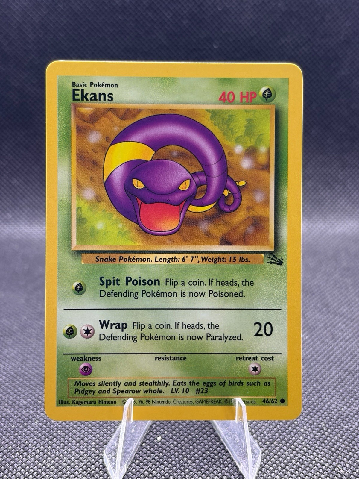 Ekans 46/62 Fossil 1st Edtion 1999 Common Vintage Pokémon TCG Card NM