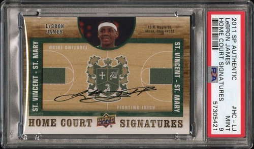 2011 UD SP AUTHENTIC Home Court Signatures LeBron James on card Auto PSA 9