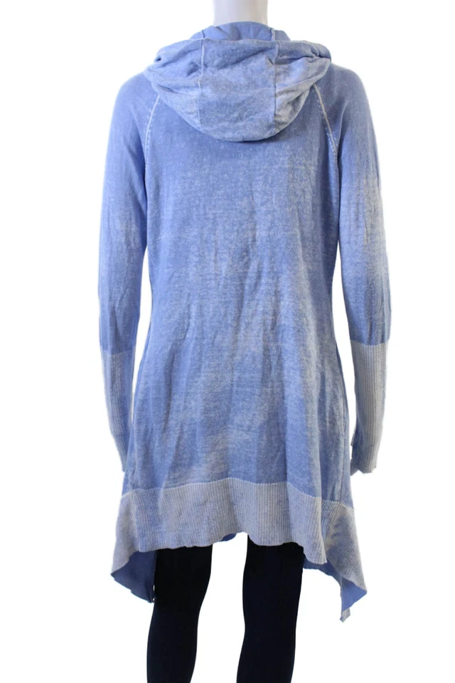 Cárdigan mujer Blanc Noir sudadera con capucha azul claro 100 % algodón manga larga talla S Foto 3 de 4