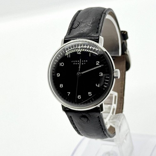 JUNGHANS Watch Max Bill Hand-Wound 027/3702.00 3919 Black Leather Men's Working