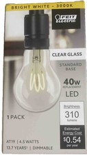 Brand New-Feit Electric 40-Watt Equivalent A19 Dimmable Clear Glass E26 V