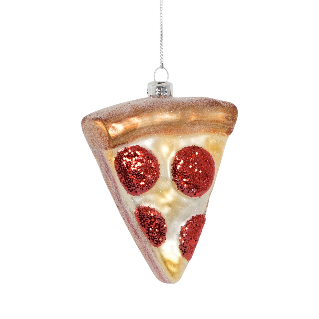Sass and Belle Pizza Slice Hanging Christmas Decoration with Twine and Glitter
