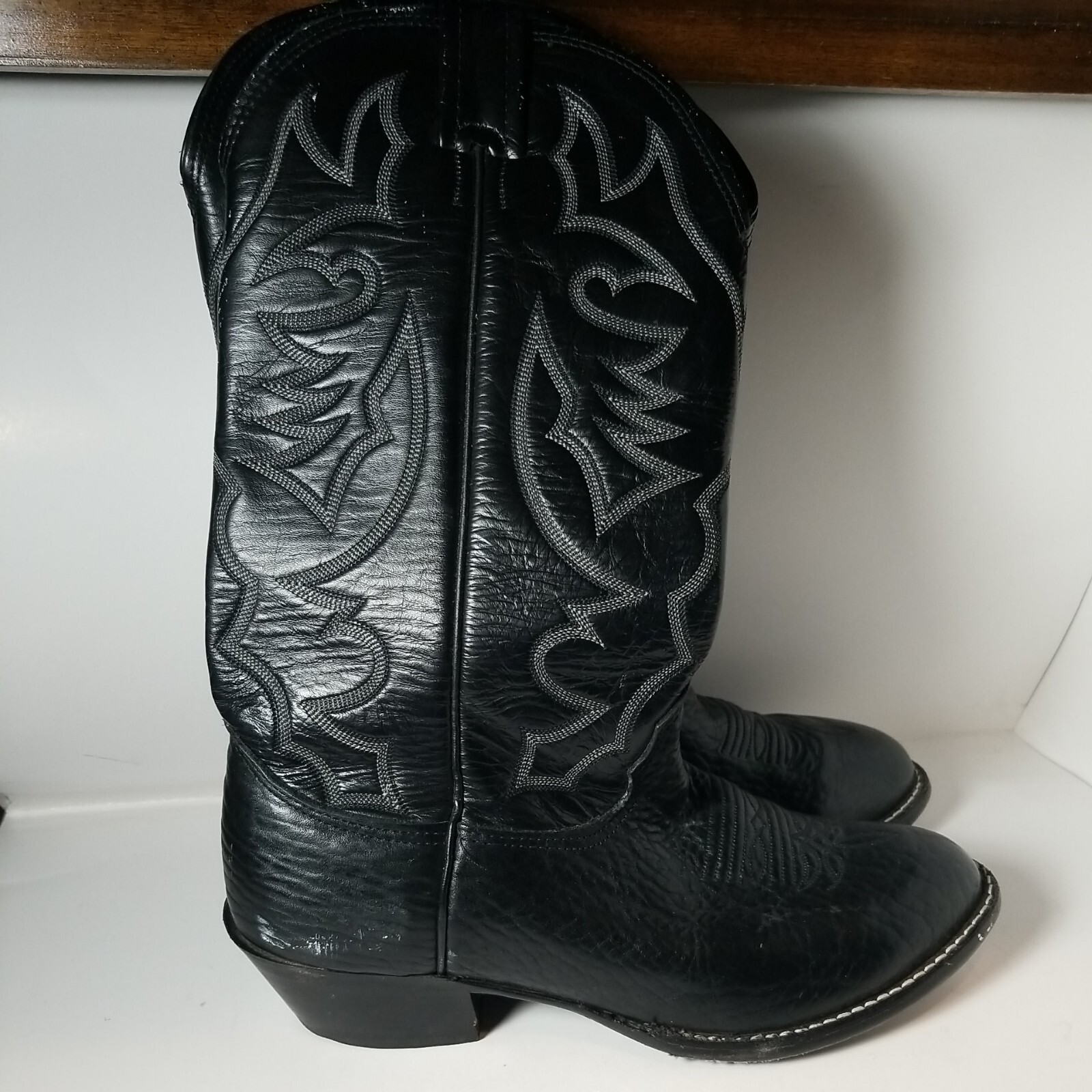 Larry Mahan Black Smooth Ostrich Skin Roper Cowbo… - image 1