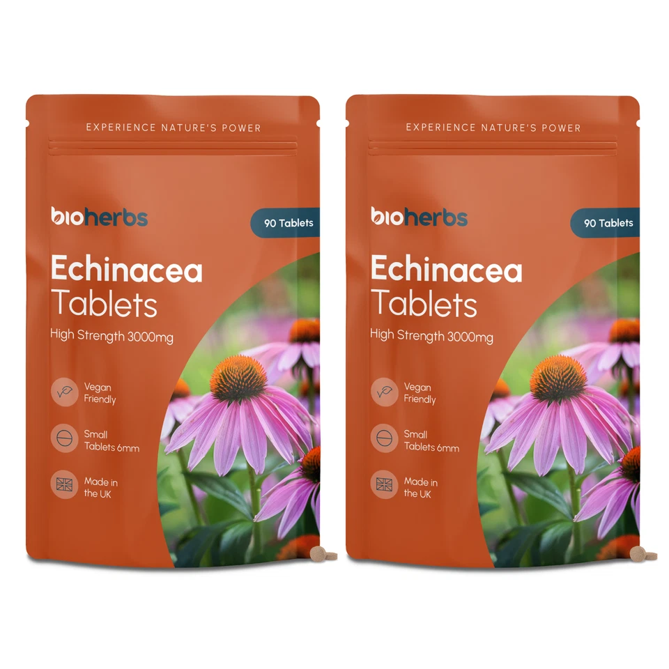 BIOHERBS Echinacea Tablets High Strength 3000mg - 10:1 Echinacea Extract (Pack of 2)