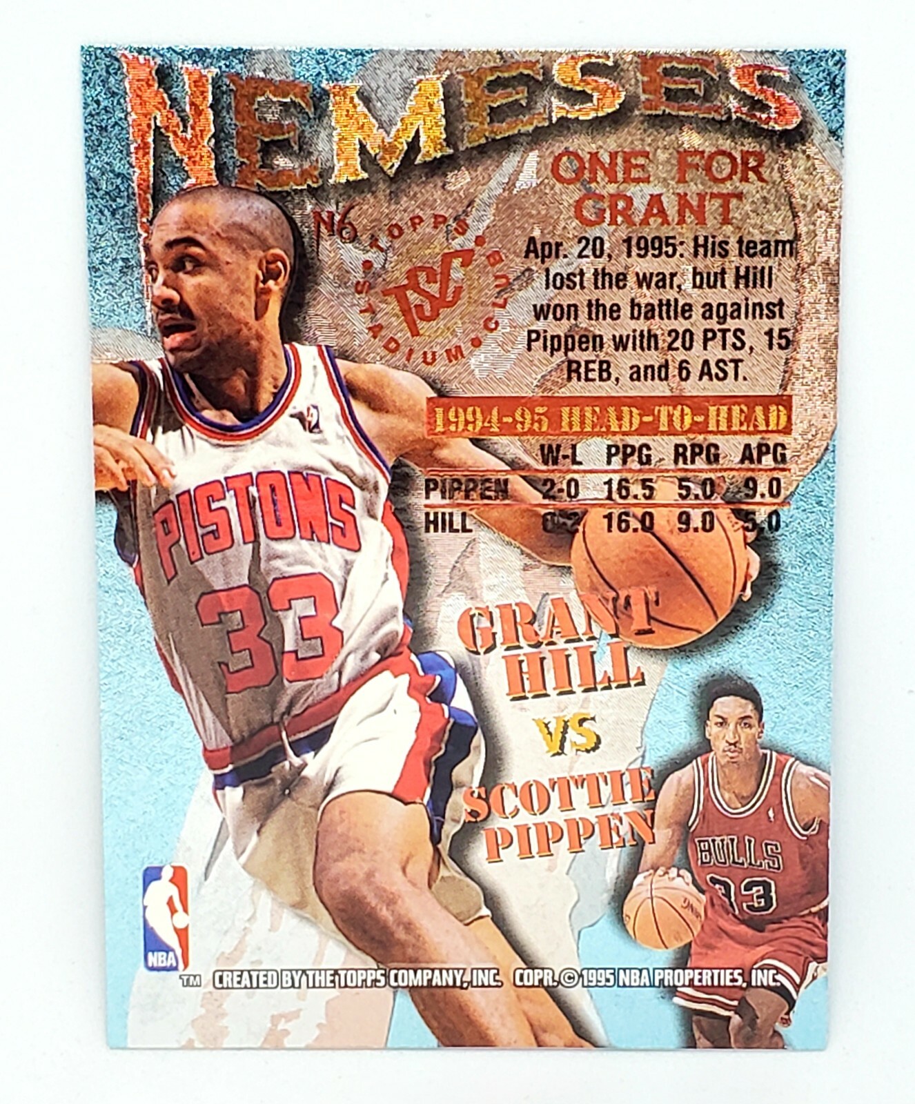 199596 Topps Stadium Club Basketball Nemeses N6 Scottie Pippen & Grant