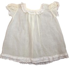 Vintage Baby Doll Dress Infant 3-6 mo Sheer Yellow Puff Sleeve Lace Trim