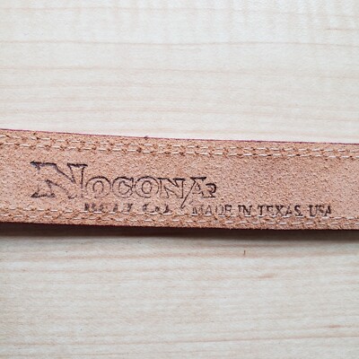 Nacona Western Belt Red Leather Size 34 Southwest Buckle 