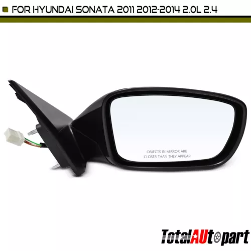 Passenger Mirror w/ Heated Power Adjust Manual Fold for Hyundai Sonata 2011-2014