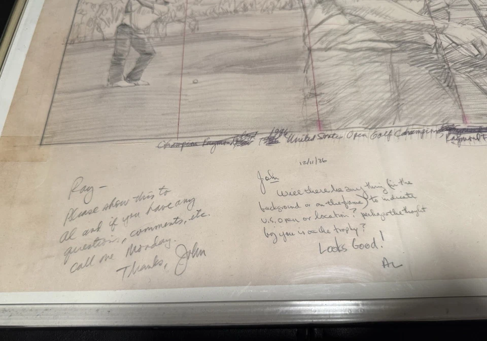 Ray Floyd 1986 US Open At Shinnecock - por John Boyd Martin boceto/notas originales Foto 2 de 4