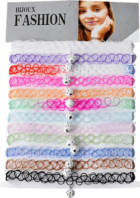 12-Piece Stretch Tattoo Choker Set for Girls and Women - Stylish Necklaces
