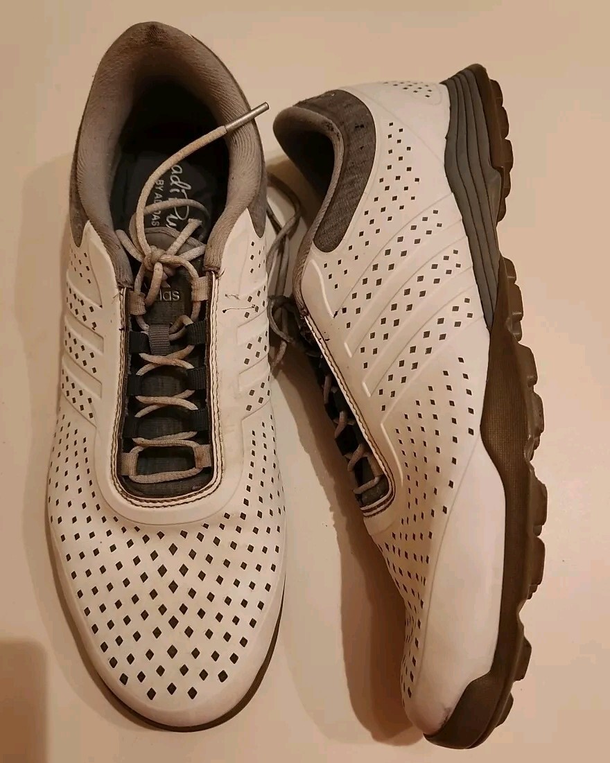 Adidas Womens Adipure AC8525 White Gray Lace Up Athletic Golf