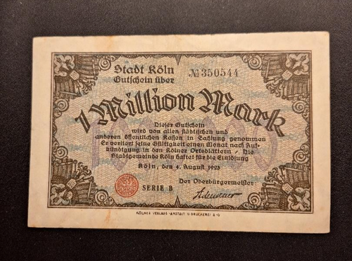 1923 German Notgeld 1 Million Marks -Very Nice Circ Collector Banknote-c6357xcn