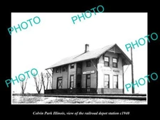 OLD 8x6 HISTORIC PHOTO OF COLVIN PARK ILLINOIS RAILROAD DEPOT STATION c1940