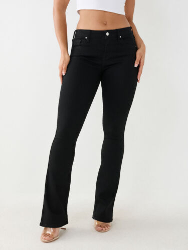 True Religion Women's Becca Crystal Studs Bootcut Stretch Jeans in Black Rinse - Picture 2 of 9