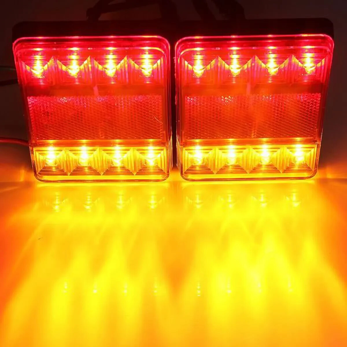 Feux arrière 12V 8 LED pour remorque et camion - Kit de 2 feux stop et indicateurs - 2