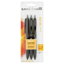 Uni-ball, 3 Pk Medium 0.7 mm Vibrant Black Gel Pens (307) | Black Ink