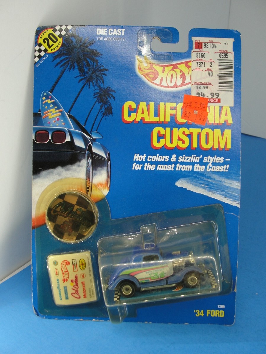 1989 Hot Wheels CALIFORNIA CUSTOM '34 Ford 1299 Blue Real Riders