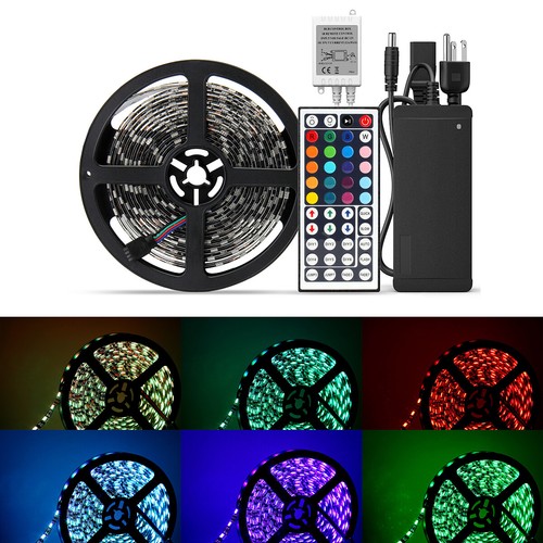 5M RGB LED Strip Light Black PCB 5050 Waterproof Tape Light with Remote Adapter - Picture 2 of 17