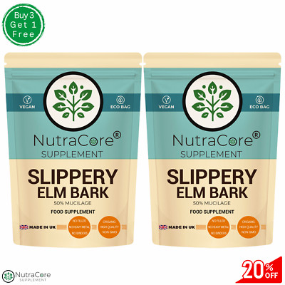Slippery Elm Bark Kapseln 5500mg (50% Schleim) - 100% natürlich & vegan - 180 Kapseln