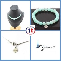 Steine Und Mineralien. Schmuckset Armband Halskette 15 Perlen Amazonit 8 Mm. C