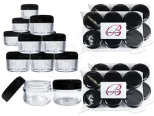 24 Pieces 30G/30ML Round Clear Sample Jars with Black Round Top Screw Cap Lids